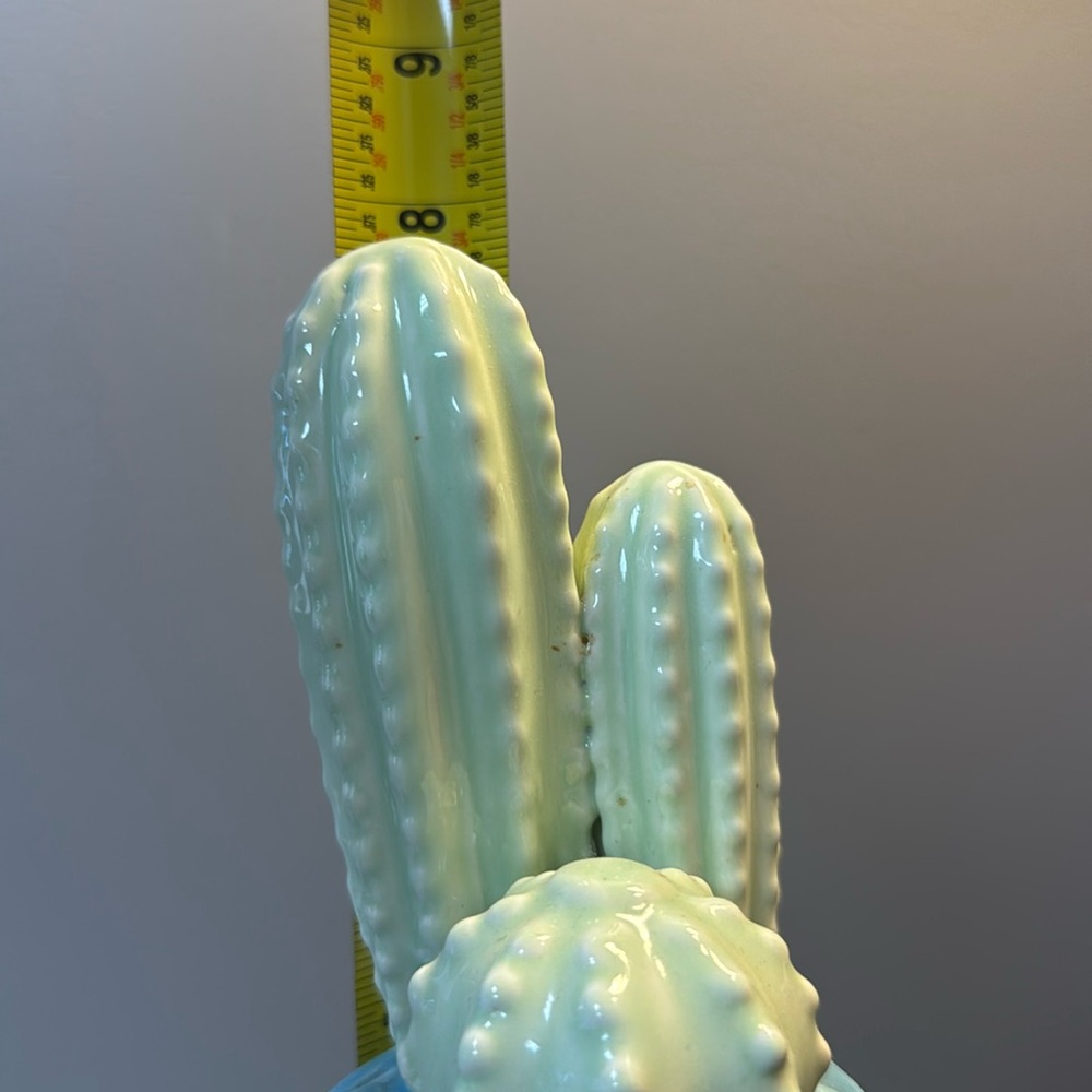 Mint Green Cactus Figurines in Blue Pots - Picture 3 of 3